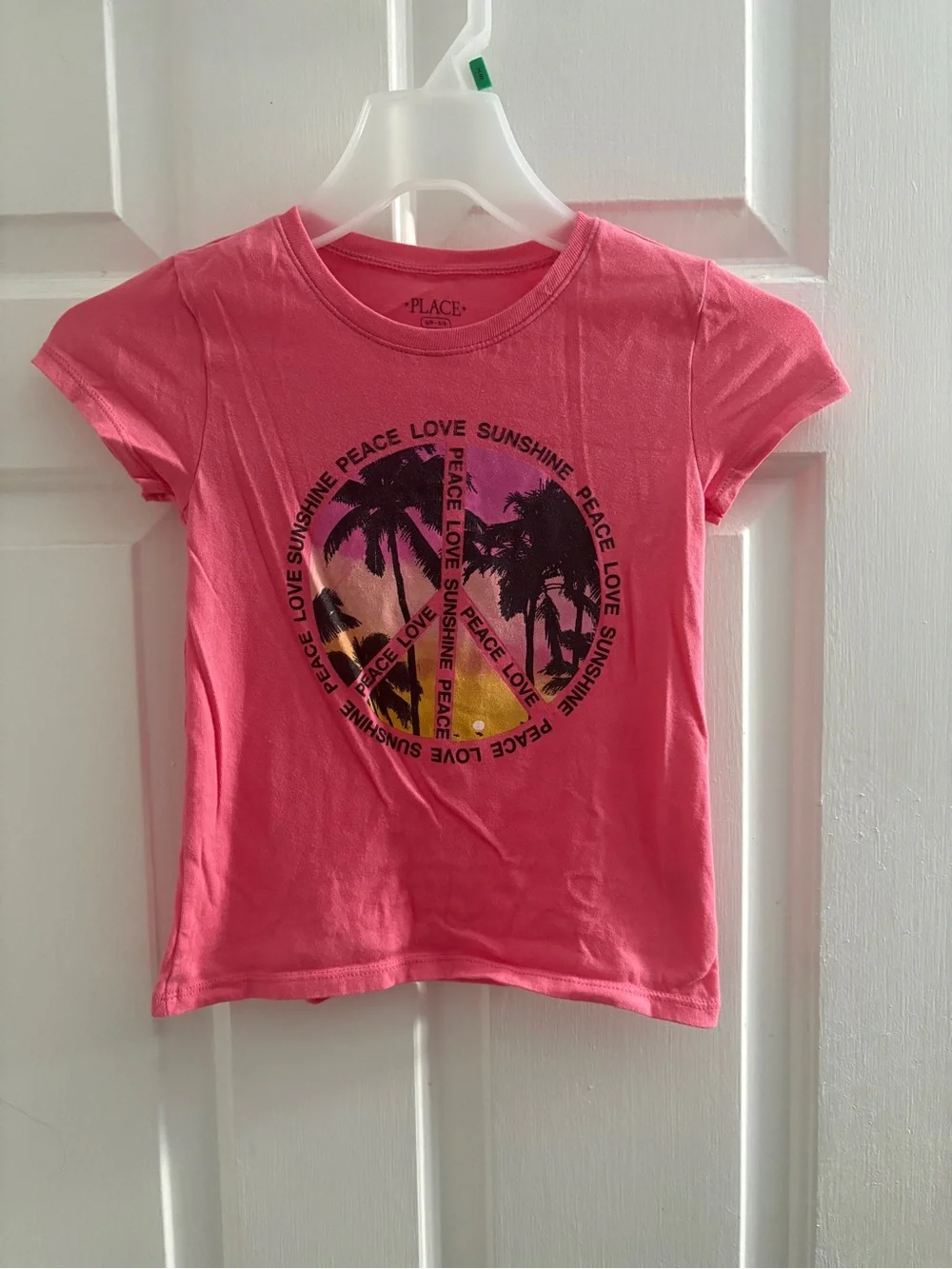 The Children's Place Pink Graphic Peace & Palm Tee